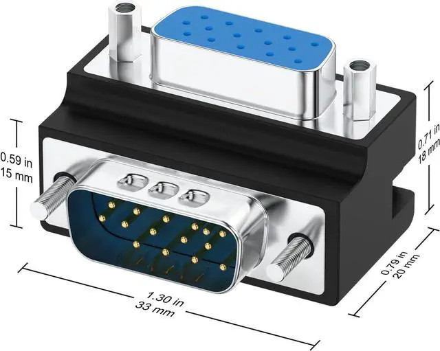 Alt view image 6 of 6 - Vszerda DB15 90 Degree VGA 15 Pin Adapter (5 Pack), D sub 15 Nickel Coated Connector Right Angle Male to Female VGA 15 Pin Adapter Coupler Converter