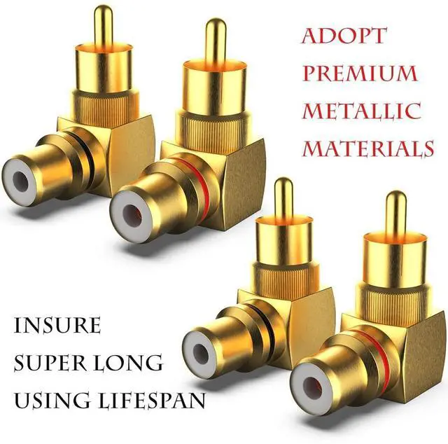 Alt view image 3 of 7 - Vszerda 2-Pack RCA Right Angle Adapter 90 Degree RCA Male to Female Adapter Angled Connector Elbow Plug (Black + Red)