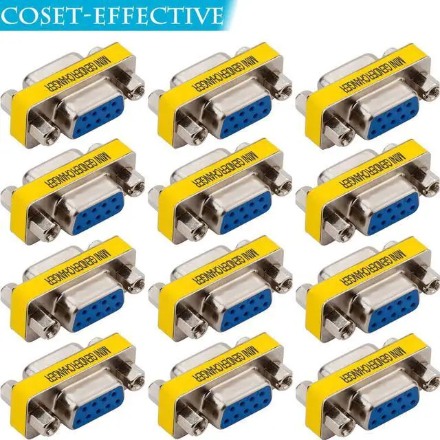Alt view image 3 of 7 - Vszerda 12-Pack 9Pin RS232 Serial Cable DB9 Female to Female Mini Gender Changer Adapter Coupler Connector