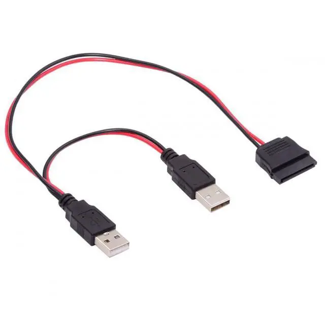 Main image of Vszerda DC 5V USB Dual to SATA 15Pin Power Cable for 2.5 inch SATA HDD SSD Disk Driver 5V 2A Max
