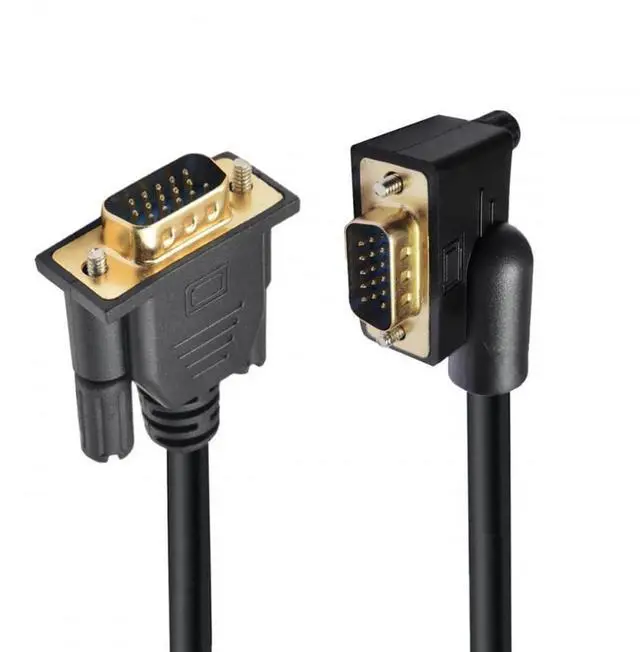 Main image of Vszerda Cable 90 Degree Left Angled VGA RGB Male to Straight Male Extension 3COAX+6C for Monitor Projector Computer 3.3FT
