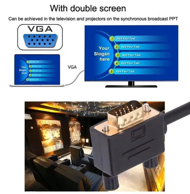 Alt view image 5 of 7 - Vszerda Cable 90 Degree Left Angled VGA RGB Male to Straight Male Extension 3COAX+6C for Monitor Projector Computer 3.3FT