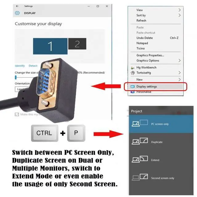 Alt view image 4 of 7 - Vszerda Cable 90 Degree Up Angled VGA RGB Male to Straight Male Extension 3COAX+6C for Monitor Projector Computer 1M