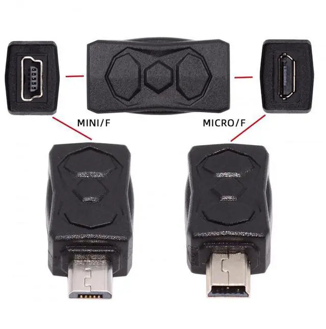 Alt view image 2 of 7 - Vszerda Adapter 3pcs/lot Micro USB 2.0 to Mini USB 5Pin Male to Female Extension Data Power Adapter
