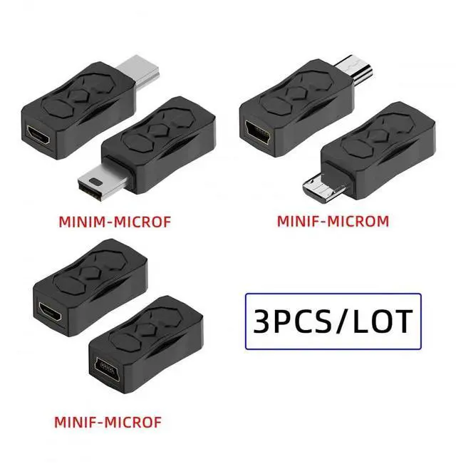 Alt view image 3 of 7 - Vszerda Adapter 3pcs/lot Micro USB 2.0 to Mini USB 5Pin Male to Female Extension Data Power Adapter