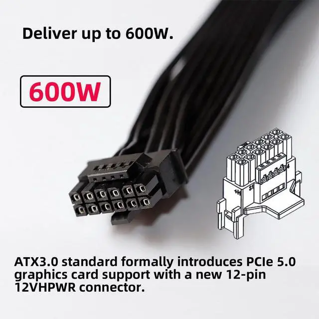 Alt view image 6 of 7 - Vszerda Adapter 12VHPWR ATX3.0 PCI-E 5.0 Power Modular Adapter 12+4Pin to 12+4 16Pin Down Angled 360 Degree Opposite U Shape Back Angled for 4080 5090TI 16Pin 12+4P Graphics Card