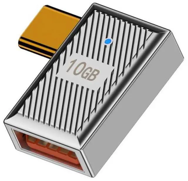 Main image of Vszerda Adapter USB-C USB 3.1 Type C Male to USB 3.0 A Female 10Gbps OTG Data 120W Power Left Right Angled Adapter Alloy Shell Mecha Cyberpunk Style