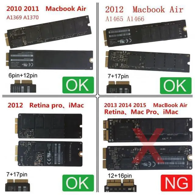 Alt view image 4 of 7 - Vszerda 2.5inch SATA 22Pin to 2010 2011 2012 Mac Air Pro Retina SSD 12+6Pin 17+7Pin A1425 A1398 MC975 MC976 Case Enclosure
