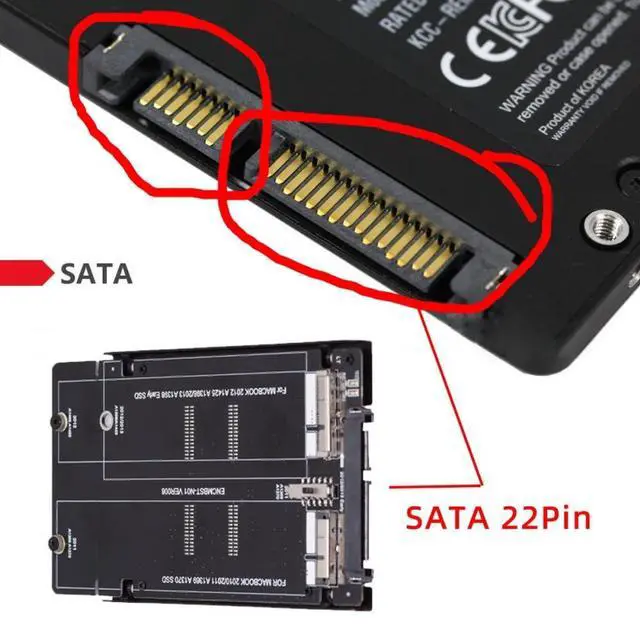 Alt view image 6 of 7 - Vszerda 2.5inch SATA 22Pin to 2010 2011 2012 Mac Air Pro Retina SSD 12+6Pin 17+7Pin A1425 A1398 MC975 MC976 Case Enclosure