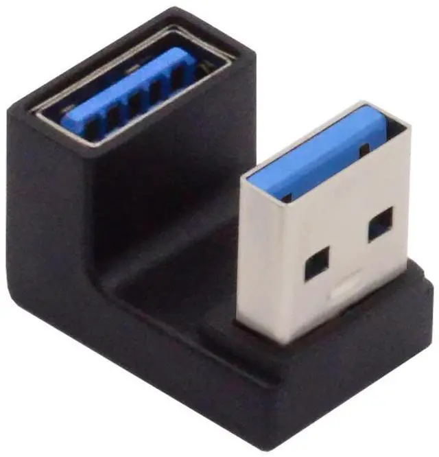 Main image of Vszerda 10Gbps USB3.0 Male to Female Extension Power Data Video Adapter 360 Degree Down Opposite U Shape Back Angled