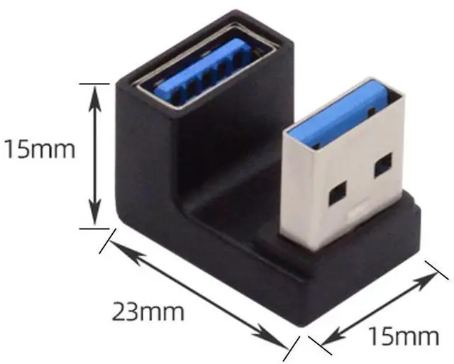 Alt view image 3 of 6 - Vszerda 10Gbps USB3.0 Male to Female Extension Power Data Video Adapter 360 Degree Down Opposite U Shape Back Angled