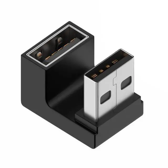 Main image of Vszerda 10Gbps USB3.0 Male to Female Extension Power Data Video Adapter 360 Degree Up Opposite U Shape Back Angled