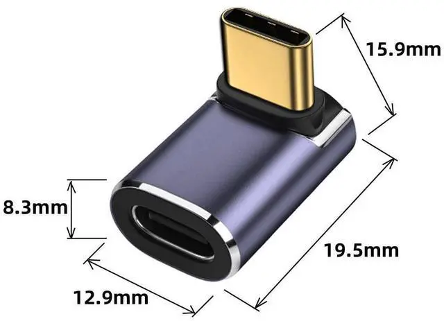 Alt view image 3 of 7 - Vszerda 40Gbps USB4 Type C Male to Female 90 Degree Up Down Angled 100W Power Data 8K Video Adapter for USB4.0