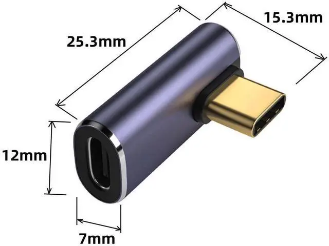 Alt view image 4 of 7 - Vszerda 40Gbps USB4 Type C Male to Female Low Profile Right Angled 100W Power Data 8K Video Adapter for USB4.0