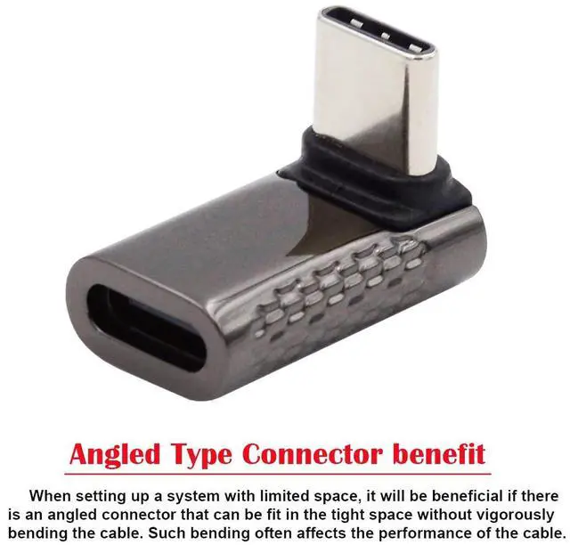 Alt view image 3 of 7 - Vszerda 20Gbps USB4 Type C Male to Female 90 Degree Up Down Angled 100W Power Data 8K Video Adapter for USB4.0