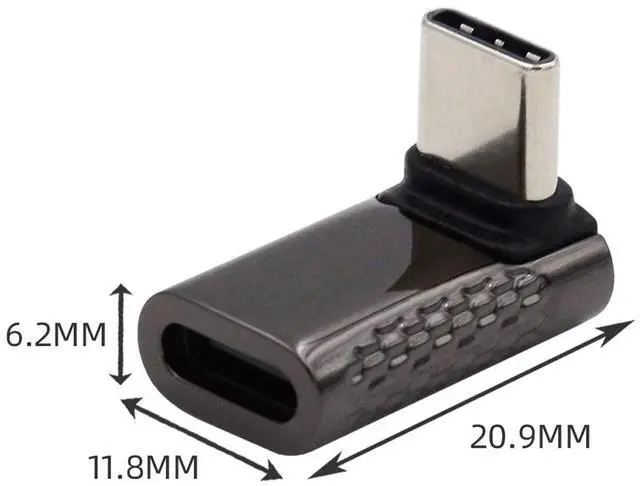 Alt view image 5 of 7 - Vszerda 20Gbps USB4 Type C Male to Female 90 Degree Up Down Angled 100W Power Data 8K Video Adapter for USB4.0