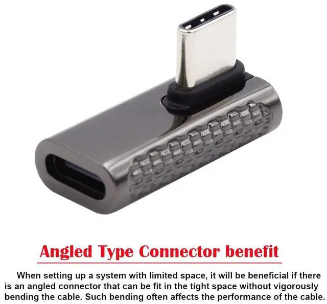 Alt view image 5 of 7 - Vszerda 20Gbps USB4 Type C Male to Female Low Profile Right Angled 100W Power Data 8K Video Adapter for USB4.0