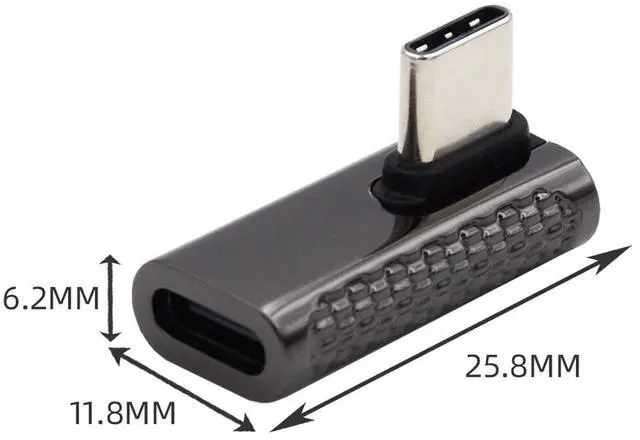 Alt view image 7 of 7 - Vszerda 20Gbps USB4 Type C Male to Female Low Profile Right Angled 100W Power Data 8K Video Adapter for USB4.0