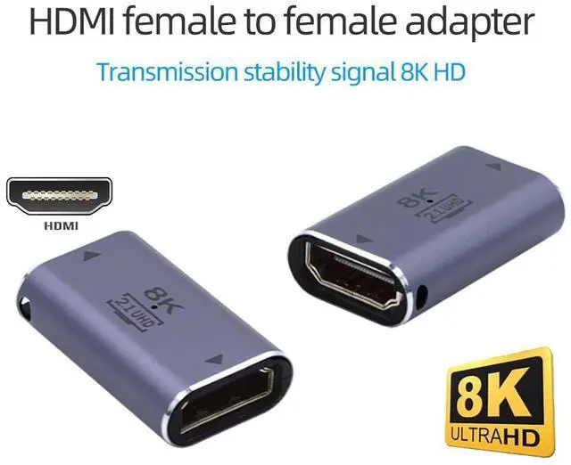 Alt view image 7 of 7 - Vszerda 8K Cable HDMI Female to HDMI 2.1 Female UHD Extension Gold Converter Adapter Support 8K 60hz HDTV