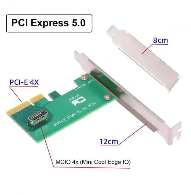 Alt view image 2 of 7 - Vszerda Card PCI-Express 5.0 4.0 4X to MCIO Mini Cool Edge IO Female Host Adapter for PCIe Nvme U.2 SSD