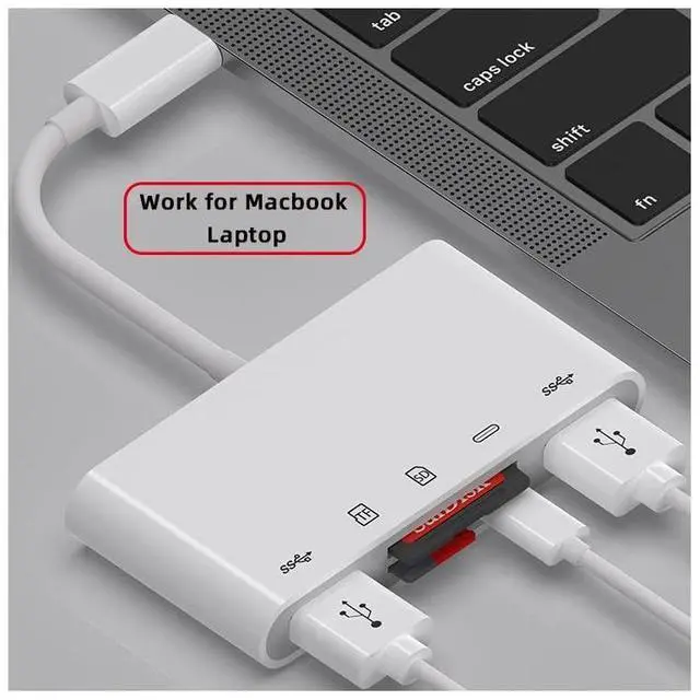 Alt view image 5 of 7 - Vszerda USB 2.0 Type C USB-C to TF Micro SD SDXC Dual USB3.0 Female Card Reader PD 27W Adapter for Laptop Tablet Phone