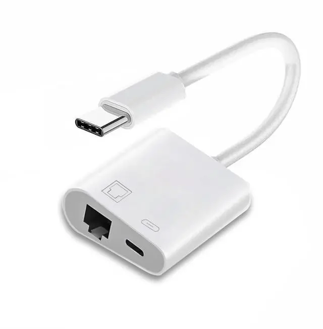 Main image of Vszerda Type C USB-C to 100Mbps Networking RJ45 with PD Power Charge Adapter Compatible with Laptop Tablet Phone