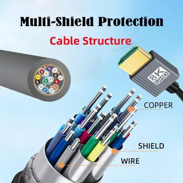 Alt view image 7 of 7 - Vszerda Cable HDMI 2.1 Male to HDMI Male 8K 60hz Stretch Coiled Cable for HDTV Computer Laptop Monitor (100cm)