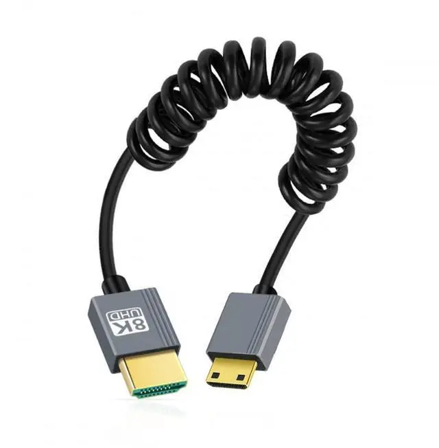 Main image of Vszerda Cable Mini HDMI 2.1 Male to HDMI Male 8K 60hz Stretch Coiled Cable for HDTV Computer Laptop Monitor (100cm)