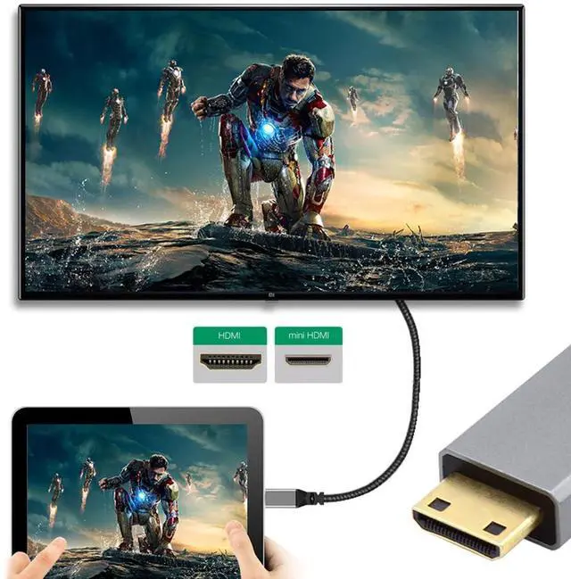 Alt view image 3 of 7 - Vszerda Cable Mini HDMI 2.1 Ultra Thin HDTV Cable 8K 4K Hyper Super Flexible Slim Cord Type-A to Type-C for Camera HDTV 50cm