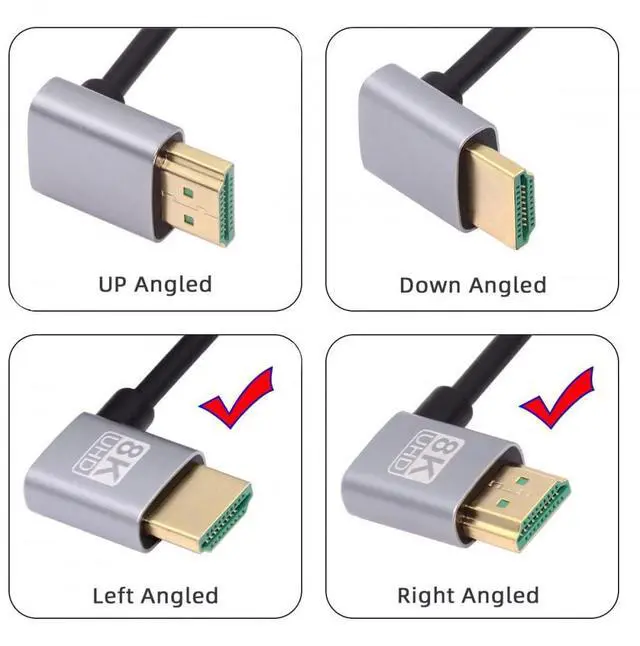 Alt view image 2 of 7 - Vszerda Cable HDMI 2.1 Ultra Thin HDTV Cable 8K 4K Hyper Super Flexible Slim Cord Left Angled to Right Angled 90 Degree Type-A for Computer HDTV (50cm)