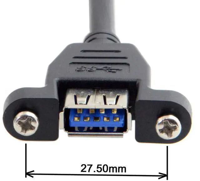 Alt view image 2 of 7 - Vszerda Cable USB 3.0 Single Port A Female Screw Mount Type to Up Angled Motherboard 20pin Header Cable 90 Degree