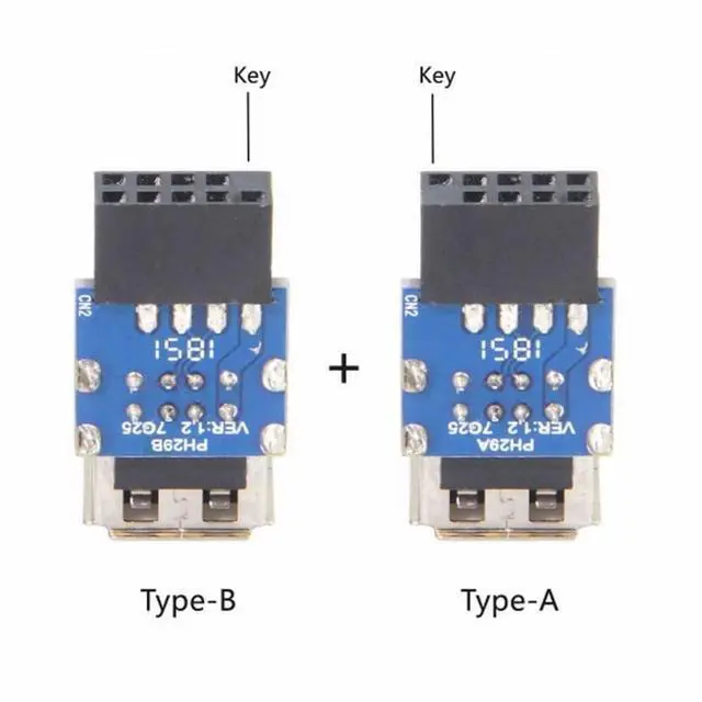 Alt view image 3 of 7 - Vszerda Adapter 2pcs/lot 9Pin 10Pin Motherboard Female Header to Dual USB 2.0 Female Adapter Vertical Type