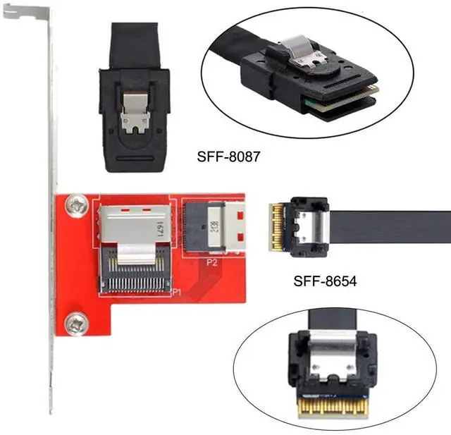 Alt view image 6 of 7 - Vszerda PCI-Express 4.0 Slimline SAS SFF-8654 to Mini SAS SFF-8087 PCBA Female Adapter with Bracket