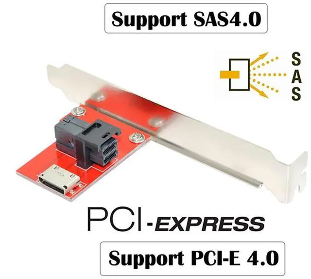 Alt view image 4 of 7 - Vszerda PCI-Express 4.0 Mini SAS HD SFF-8643 to Oculink SFF-8611 SFF-8612 PCBA Female Adapter with Bracket