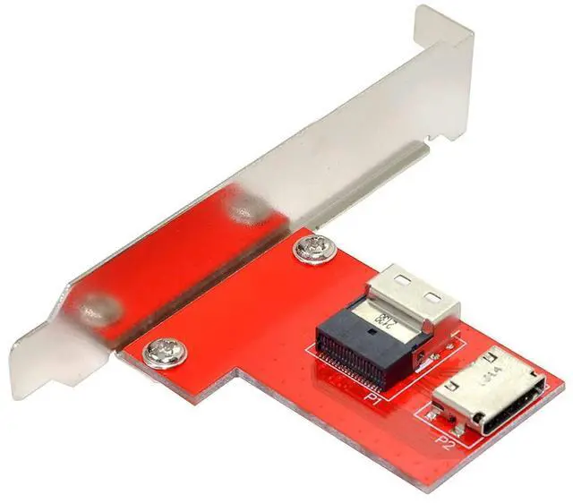 Alt view image 2 of 7 - Vszerda PCI-Express 4.0 Slimline SAS SFF-8654 to Oculink SFF-8611 SFF-8612 PCBA Female Adapter with Bracket