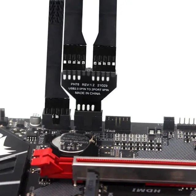 Alt view image 3 of 7 - Vszerda USB2.0 Motherboard Cable 9pin USB 2.0 Header 1 to 2 Female 10pin Extension Splitter Adapter HUB Connector Adapter Port Multilier