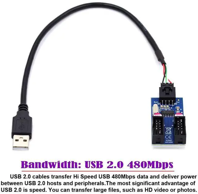 Alt view image 7 of 7 - Vszerda USB2.0 Motherboard Cable Type-A USB 2.0 Header 1 to 2 Female 10pin Extension Splitter Cable HUB Connector Adapter Port Multilier