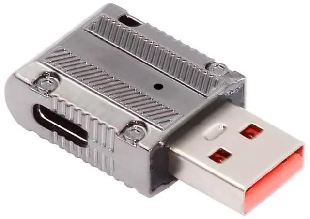 Main image of Vszerda Adapter USB-C USB 3.1 Type C Female to USB 3.0 Type-A Male 90 Degree Right Angled Slim Type 10Gbps Data 120W Power Adapter Mecha Cyberpunk Style