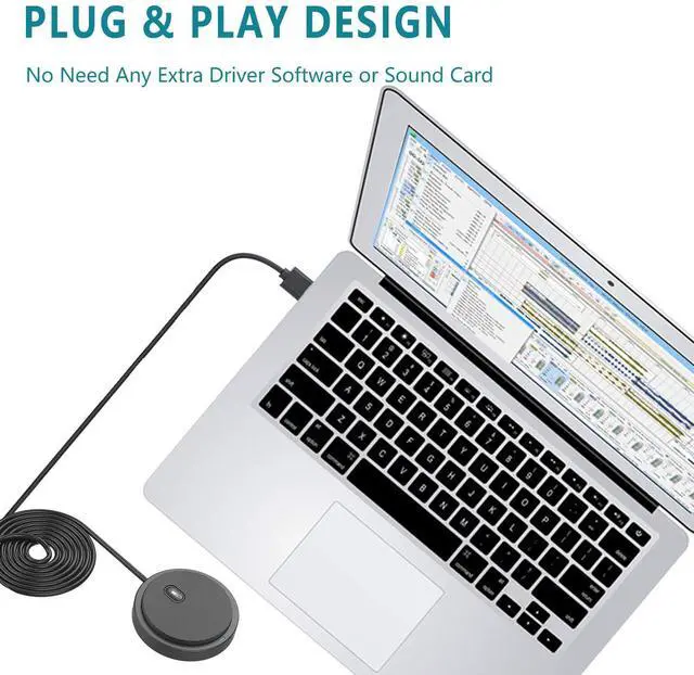 Alt view image 4 of 6 - Upgraded USB Conference Microphone for Computer, 360° Omnidirectional Condenser Mic with Mute Key, Great for Video Conference, Gaming, Chatting, Skype, Plug & Play, Windows macOS, Ideal for Gift