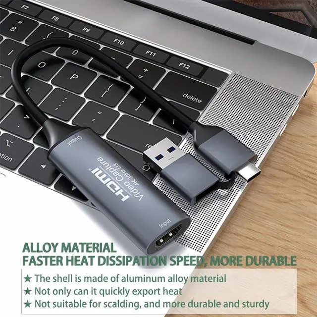 Alt view image 3 of 7 - Vszerda 4K HDMI to USB 3.0 Type C Video Capture Card 1080P 60FPS Cam Link Capture Adapter Screen Record Device for Streaming, Gaming, Video Conference, Teaching, Live Broadcasting