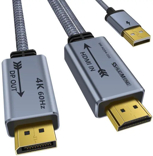 Main image of Vszerda HDMI to Displayport Adapter 4K@60Hz, 2K@120Hz, 1080P@165Hz, HDMI Male Source to DisplayPort Male Monitor Cable, HDMI to DP with USB Power Cable Compatible with PS5, Xbox, Switch, Laptop 3.3ft