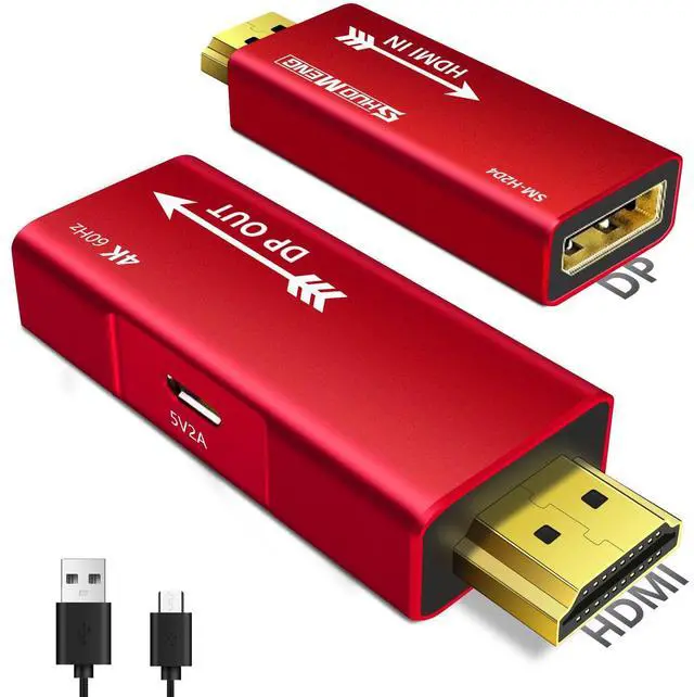 Main image of Vszerda HDMI to DisplayPort Adapter, 4K@60Hz, 1080p@120Hz, HDMI computer to DP monitor Converter with usb power, Compatible with, Laptop, AMD, NVIDIA, PS5, Xbox, Graphics Card, Aluminium case (1pack)