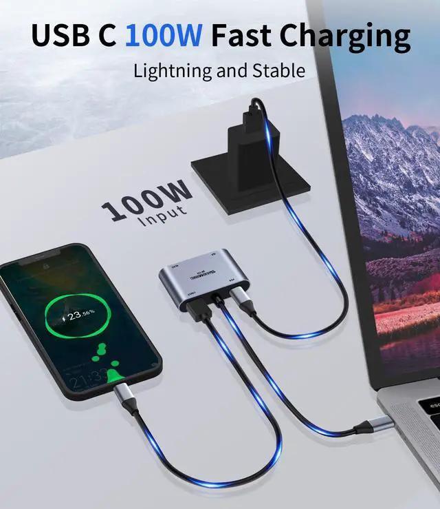 Alt view image 5 of 7 - 4 in 1 USB C Hub, Type-c to HDMI MultiPort Adapter, 4K HD, VGA, 100W Charging Port, USB3.0, Compatible with Switch, Steam Deck, Rog Ally iPhone 15 Pro/Max, MacBook Pro/Air, iPad Pro, iMac, S23