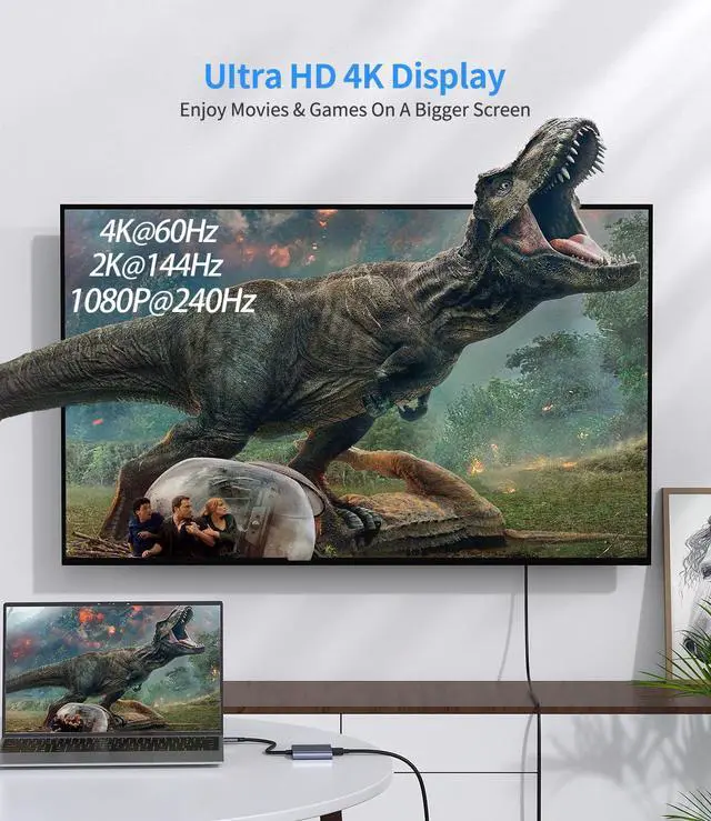 Alt view image 2 of 7 - Vszerda USB C to HDMI Adapter (4K@60Hz) 3-in-1 Multiport AV Converter with PD100W, USB 3.0 and HDMI Ports Compatible with MacBook Pro/Air, Switch, steam Deck, rog Ally iPhone, iPad Pro, Galaxy, etc.