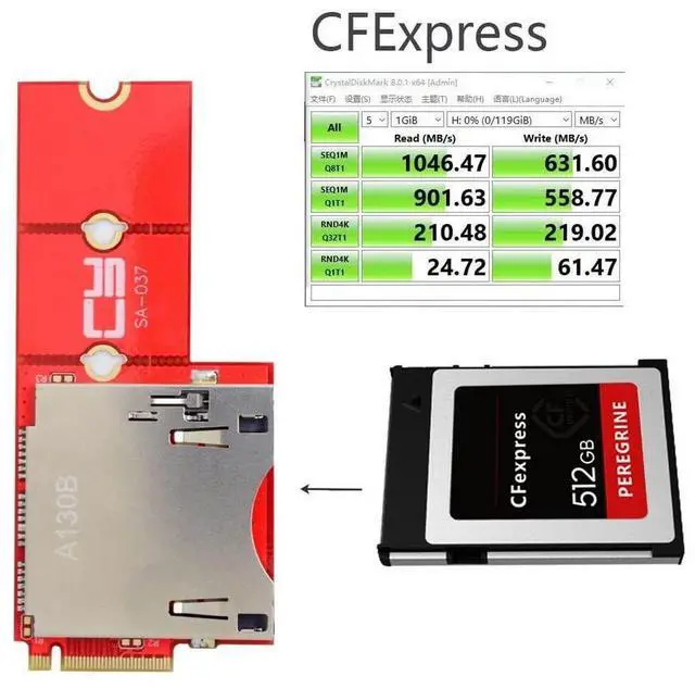 Alt view image 4 of 7 - Vszerda NVMe NGFF M.2 M-Key Mainboard to CF Express Extension Adapter M2 M-Key for CFE Type-B Support R5 Z6 Z7 Memory Card