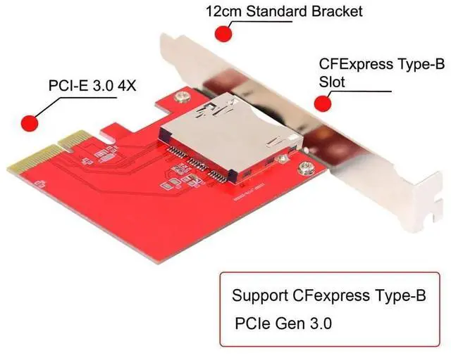 Alt view image 3 of 7 - Vszerda PCI-Express 4X Mainboard to CF Express Extension Card Adapter for CFE Type-B Support R5 Z6 Z7 Memory Card