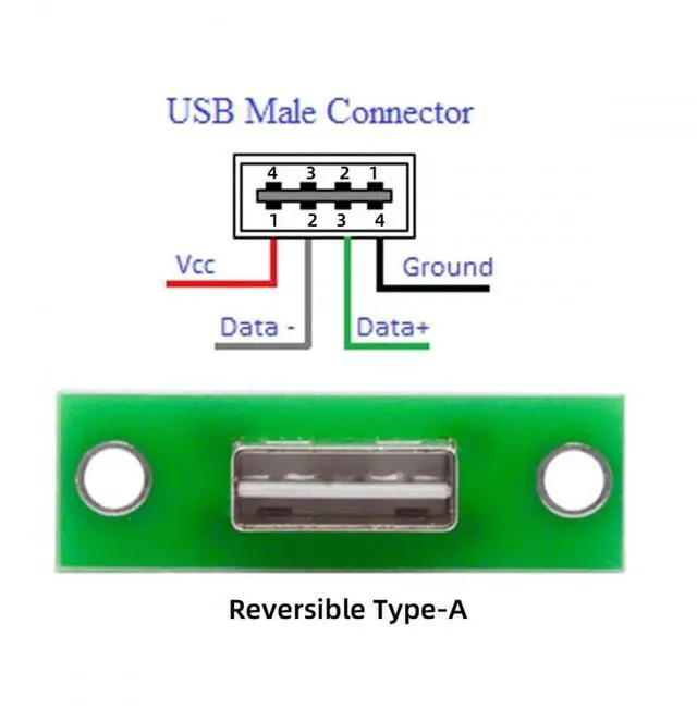 Alt view image 4 of 6 - Vszerda Connector 5pcs/Set DIY OEM USB Type-A Male Plug Connector with Panel Mount Solder Type Reversible Design