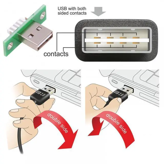 Alt view image 6 of 6 - Vszerda Connector 5pcs/Set DIY OEM USB Type-A Male Plug Connector with Panel Mount Solder Type Reversible Design