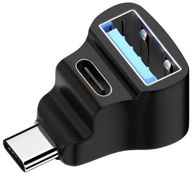 Alt view image 2 of 7 - Vszerda Adapter 10Gbps USB3.0 Type C Male to Dual Type-A OTG & Type-C Female Power Data Splitter Adapter Angled Compatible with Steam Deck Laptop