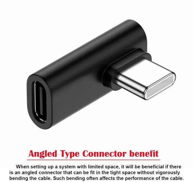Alt view image 2 of 7 - Vszerda 90 Degree Left Right Angled Reversible USB 3.1 Type-C Male to Female Extension Adapter Low Profile for Laptop Phone